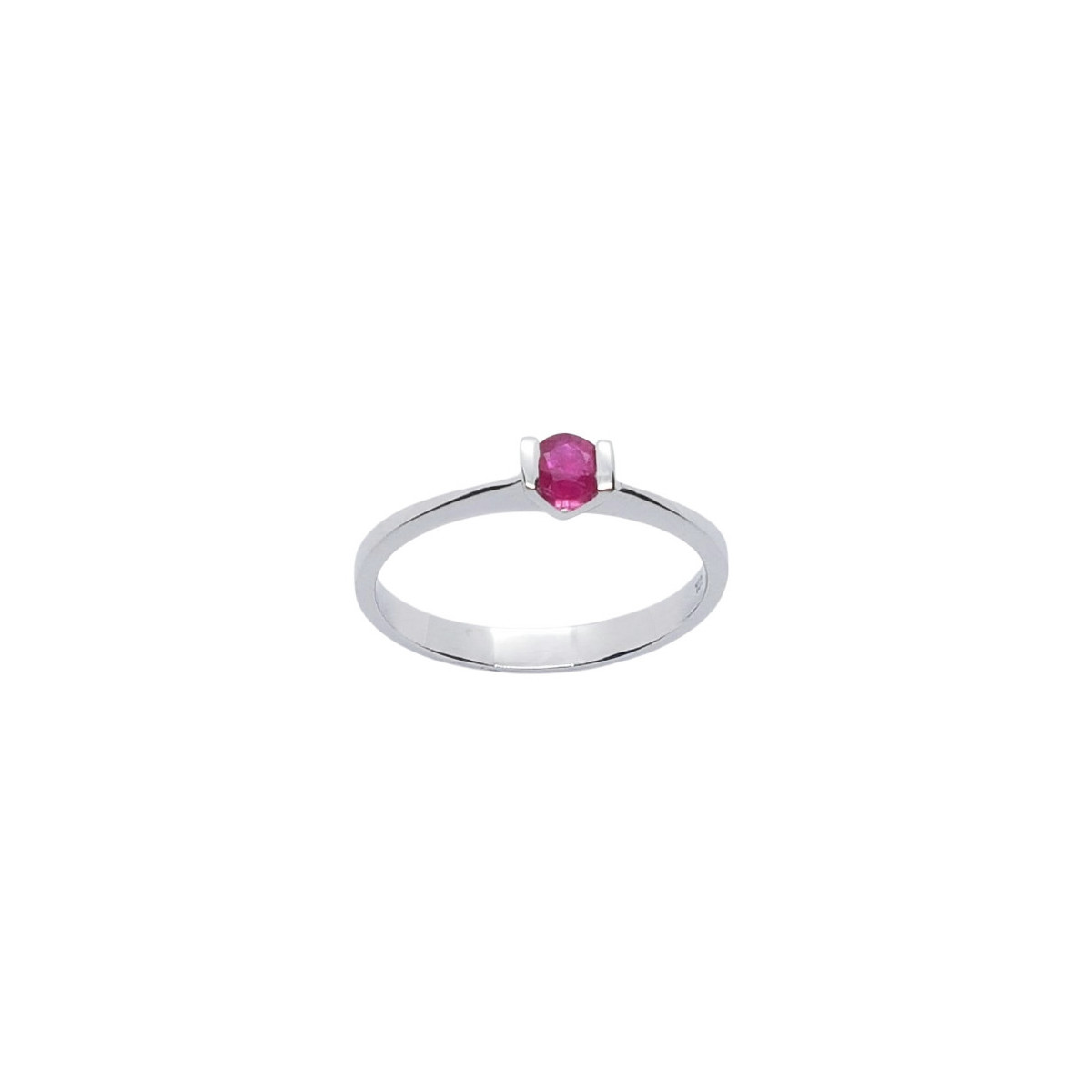 Anillo de oro blanco con rubí
