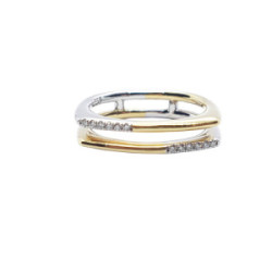 Anillo de oro amarillo y oro blanco con diamantes