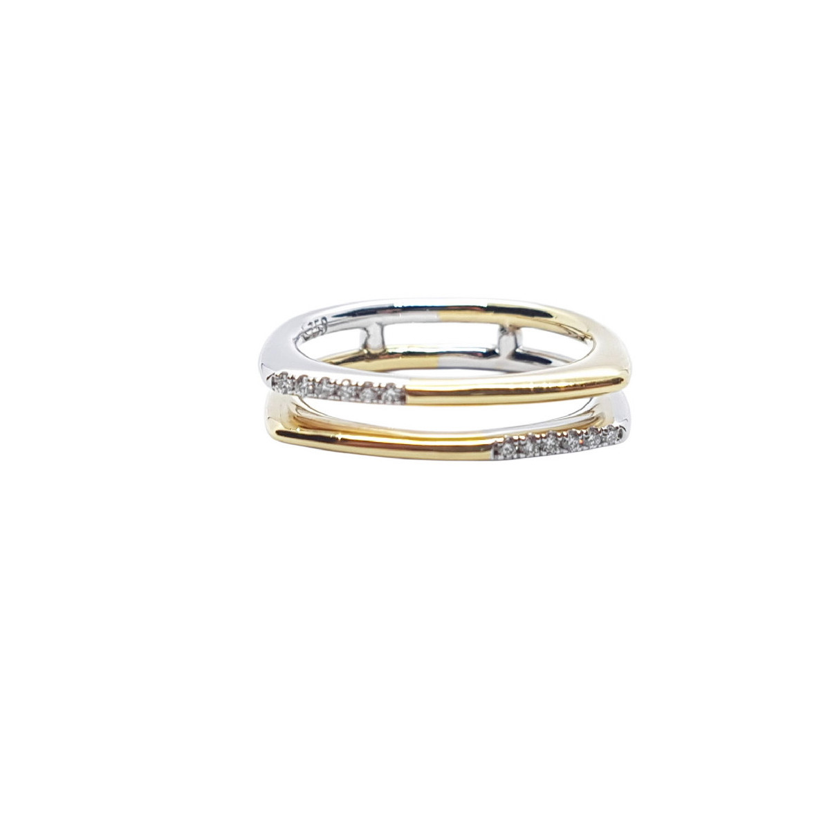 Anillo de oro amarillo y oro blanco con diamantes
