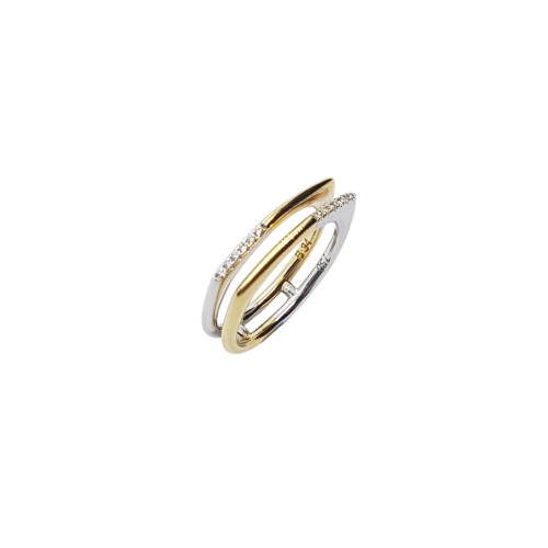 Anillo de oro amarillo y oro blanco con diamantes