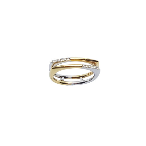 Anillo de oro amarillo y oro blanco con diamantes
