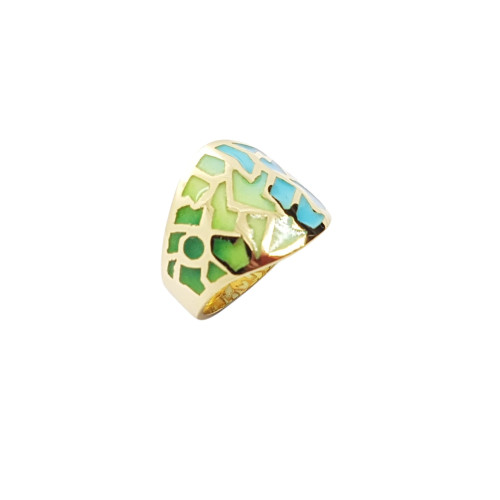 ANILLO DE ORO amarillo con esmalte