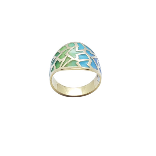 ANILLO DE ORO amarillo con esmalte
