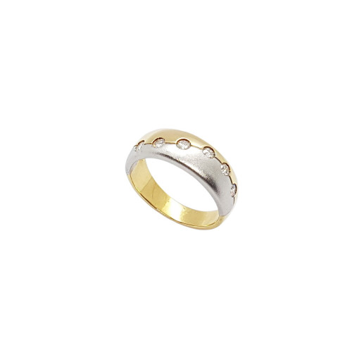 Anillo de oro blanco y oro amarillo con diamantes
