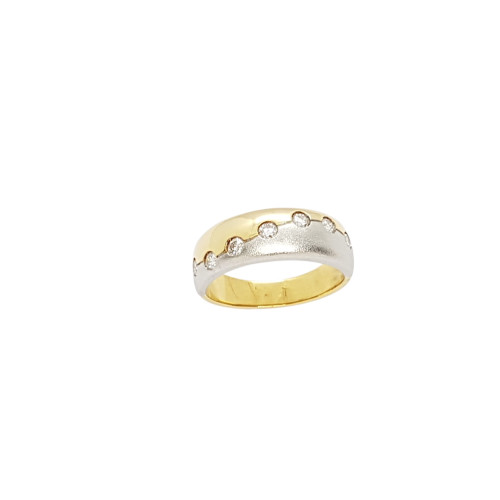 Anillo de oro blanco y oro amarillo con diamantes