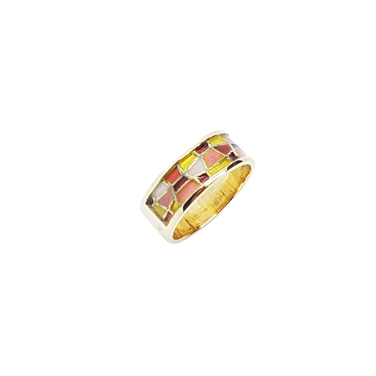 ANILLO DE ORO amarillo con esmalte