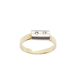 Anillo de oro amarillo y oro blanco con diamantes