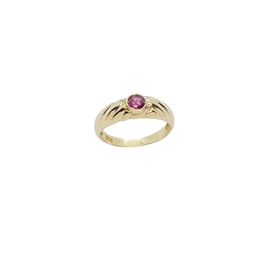 Anillo de oro amarillo con turmalina rosa