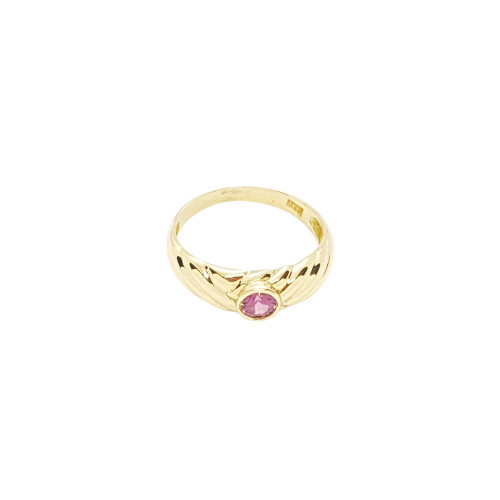 Anillo de oro amarillo con turmalina rosa