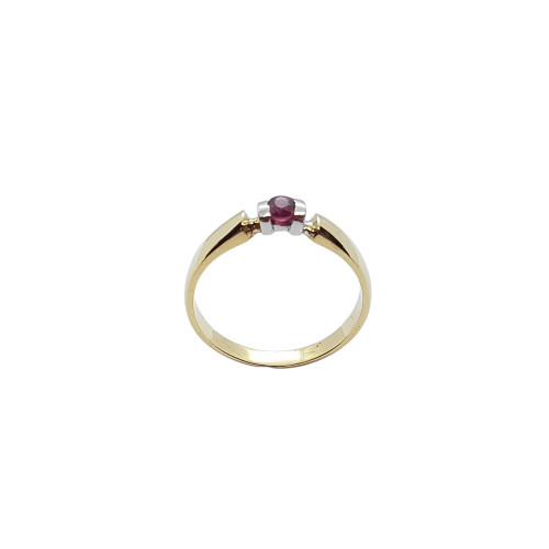 Anillo de oro amarillo y oro blanco con rubí