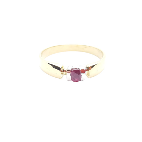 Anillo de oro amarillo y oro blanco con rubí