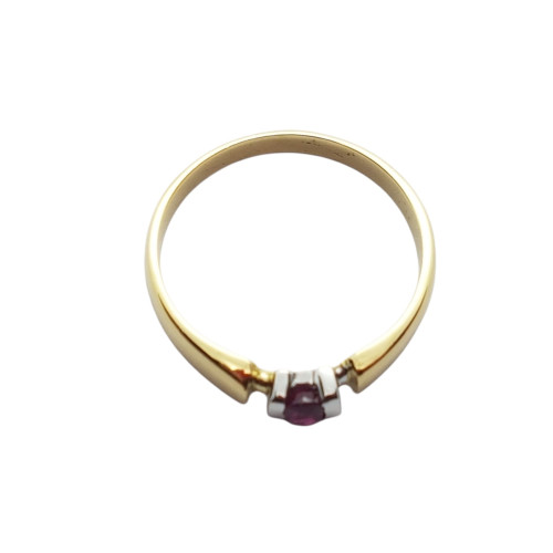Anillo de oro amarillo y oro blanco con rubí