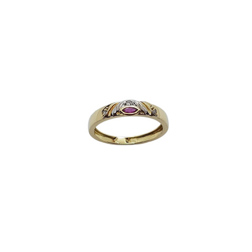 Anillo de oro amarillo con rubí y diamantes