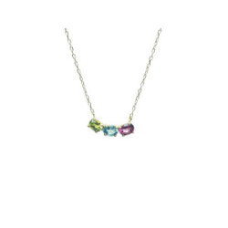 Gargantilla de oro amarillo con topacio azul, peridoto y turmalina