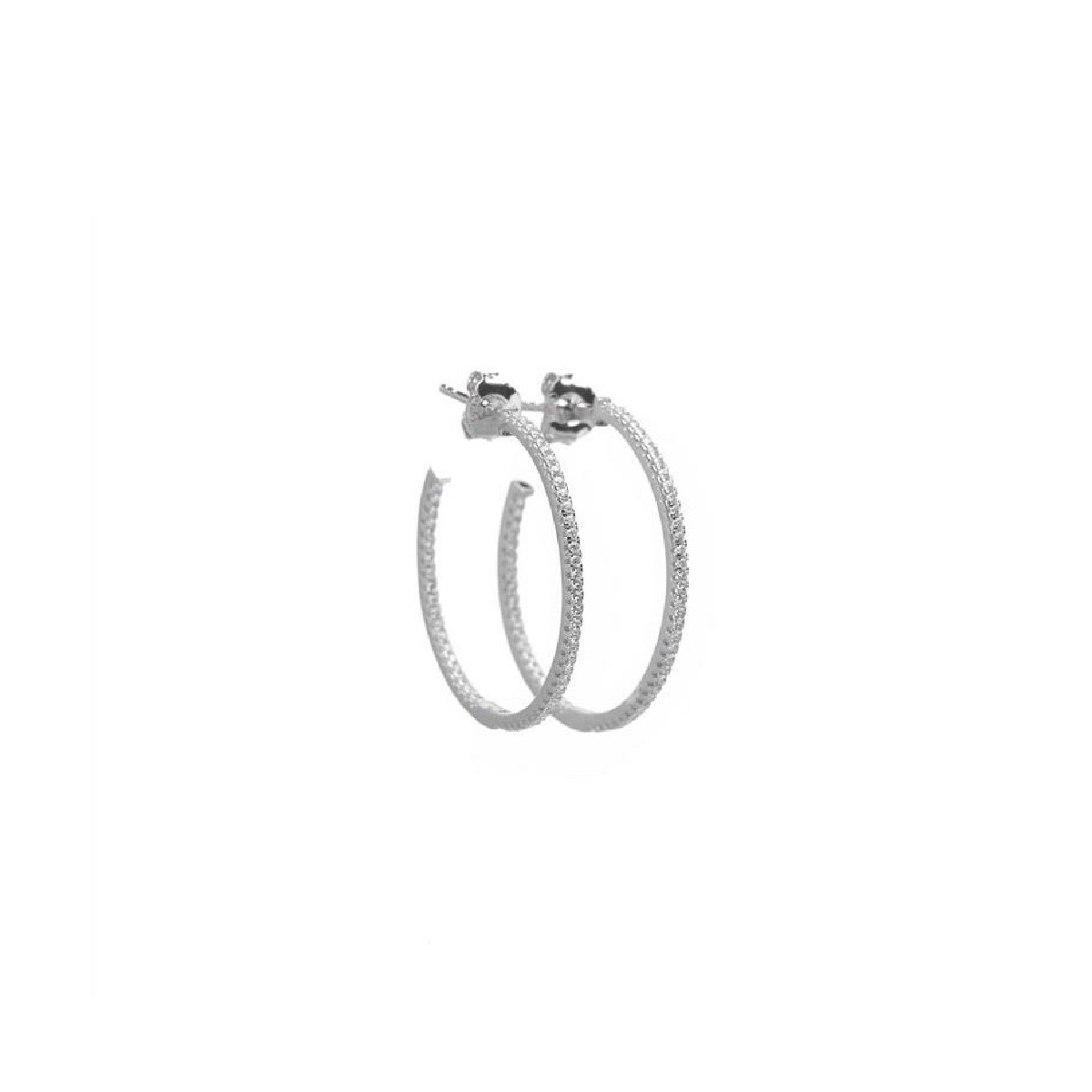 Pendiente estilo aros con circonitas