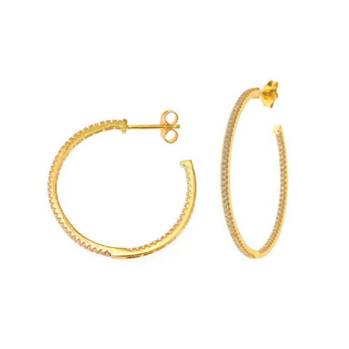 Pendiente estilo aros con circonitas