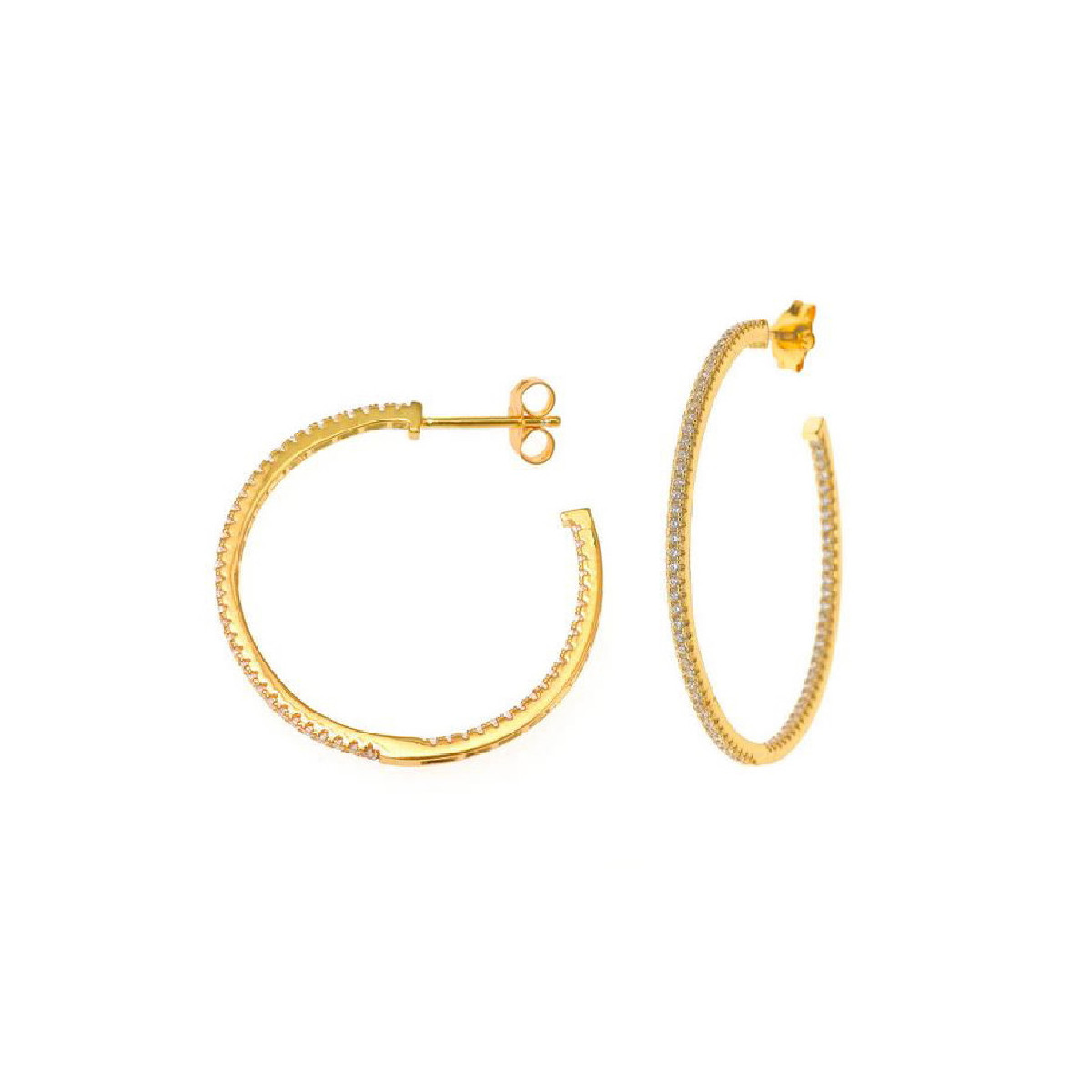 Pendiente estilo aros con circonitas