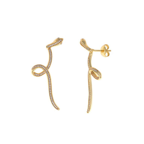 Pendientes de plata con forma de serpientes y circonitas