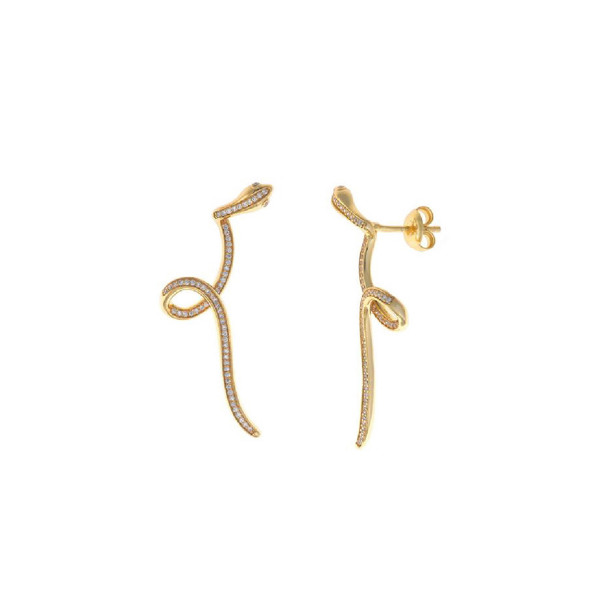 Pendientes de plata con forma de serpientes y circonitas