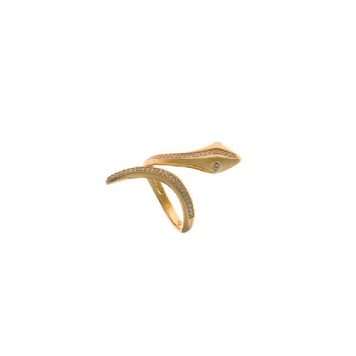 Sortija de plata con forma de serpiente y circonitas