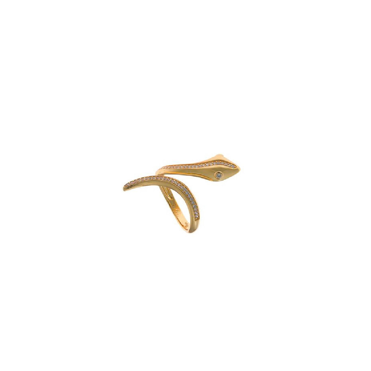 Sortija de plata con forma de serpiente y circonitas