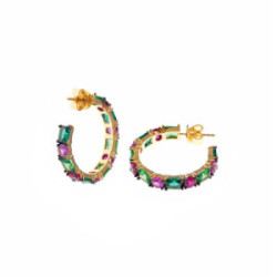 Pendiente estilo aros con circonitas de colores