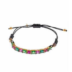Pulsera de plata con circonitas rosas y verdes