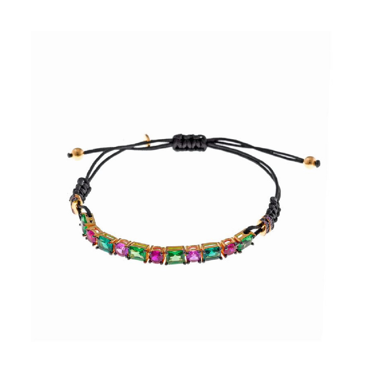 Pulsera de plata con circonitas rosas y verdes