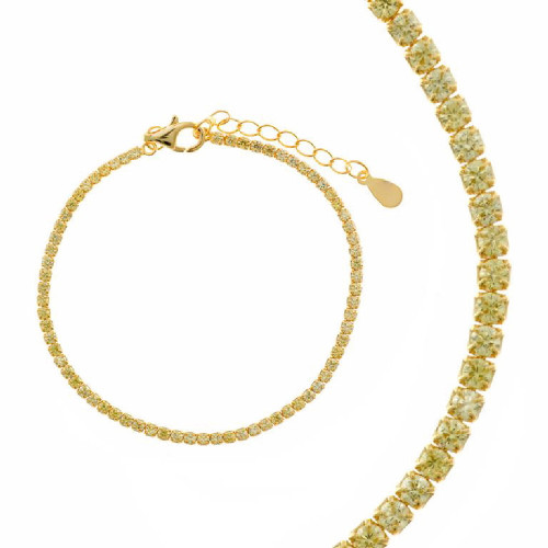Rivière de plata con circonitas amarillas