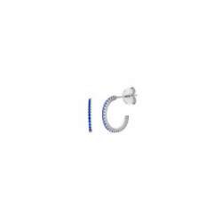 Pendientes de plata con forma de aro con circonitas azules