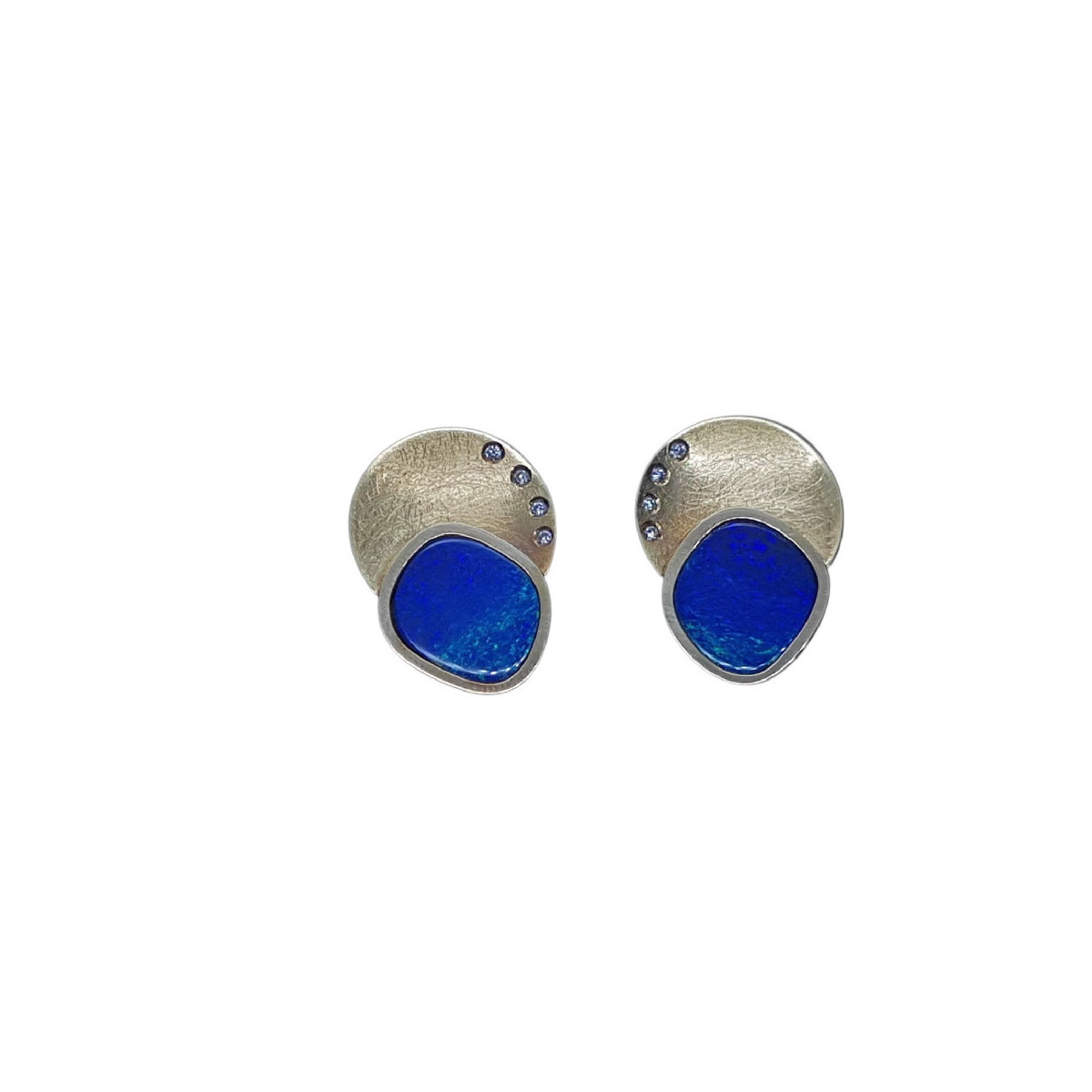 Pendientes de oro amarillo con ópalo y diamantes