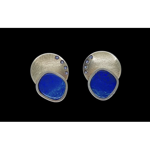 Pendientes de oro amarillo con ópalo y diamantes