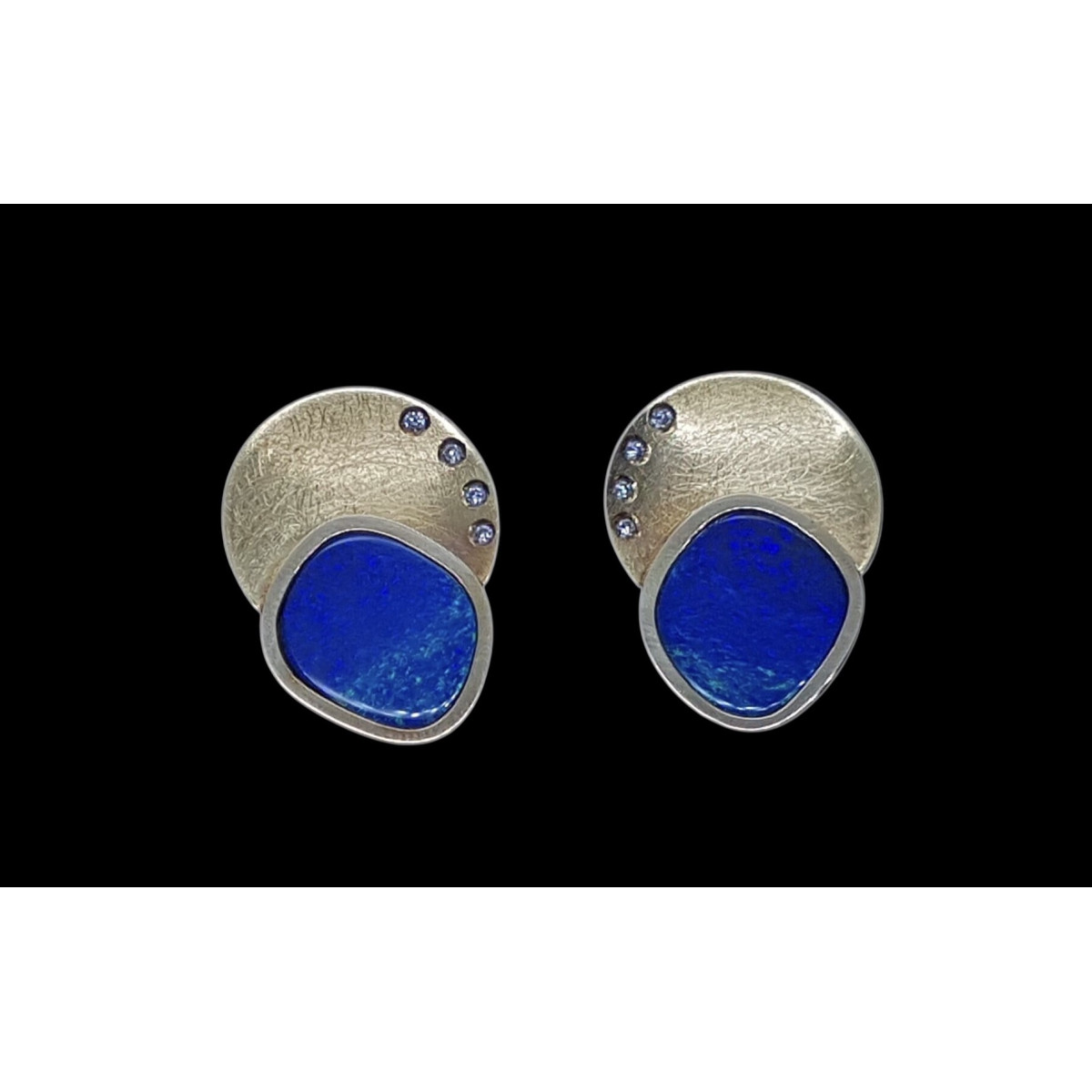 Pendientes de oro amarillo con ópalo y diamantes