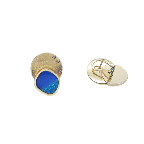 Pendientes de oro amarillo con ópalo y diamantes