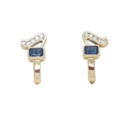 Pendientes de oro amarillo con diamantes y zafiros