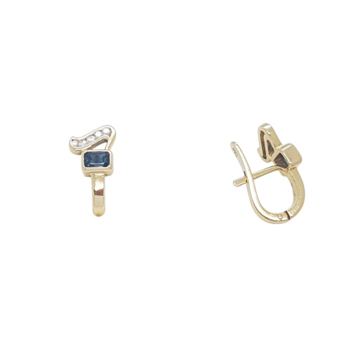 Pendientes de oro amarillo con diamantes y zafiros