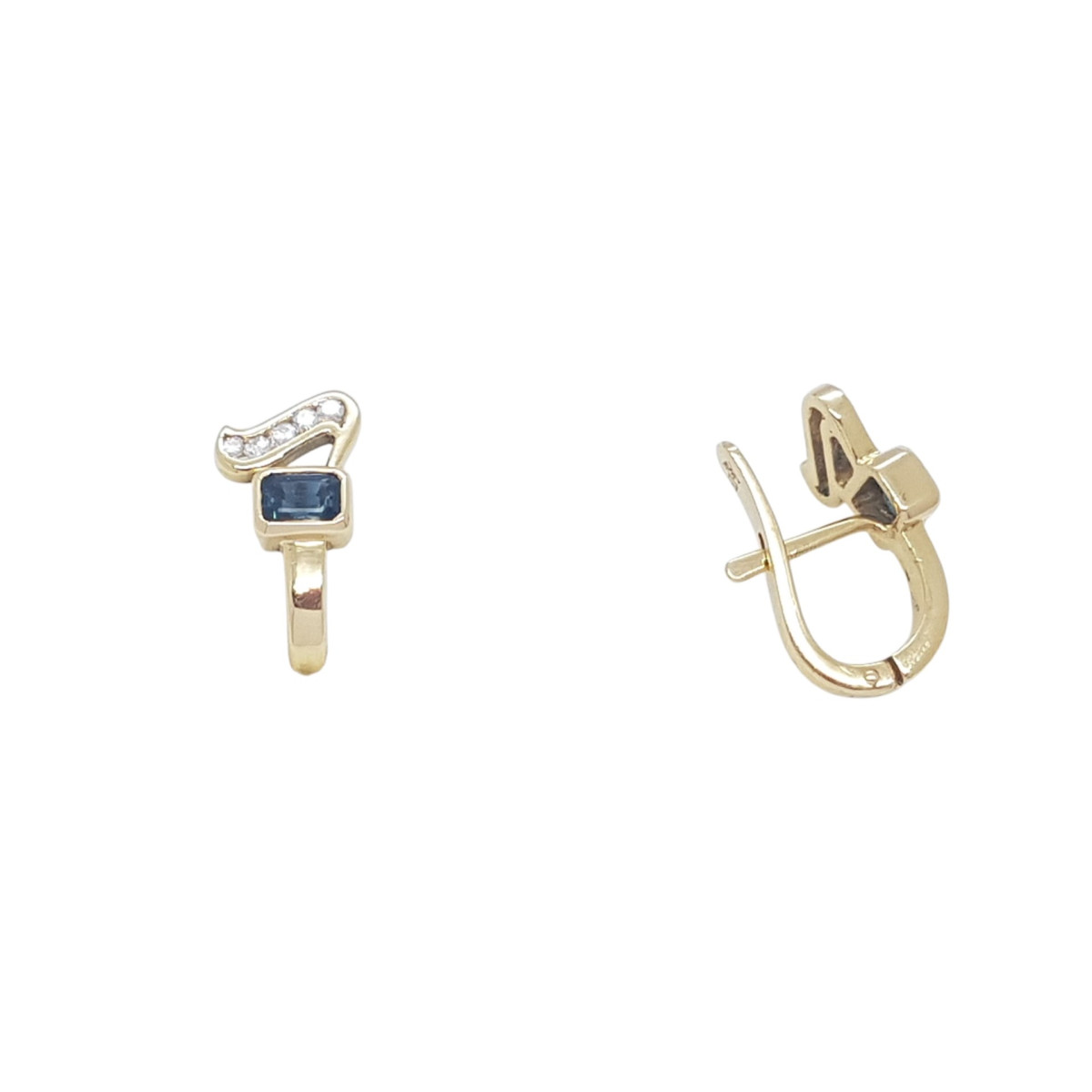 Pendientes de oro amarillo con diamantes y zafiros