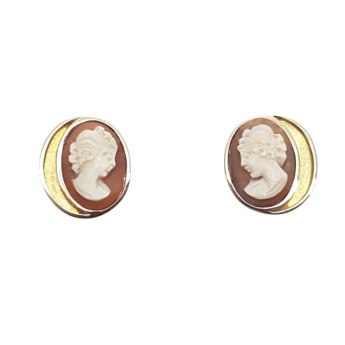 Pendientes de oro amarillo con camafeos