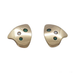 Pendientes de oro amarillo con diamantes y esmeraldas