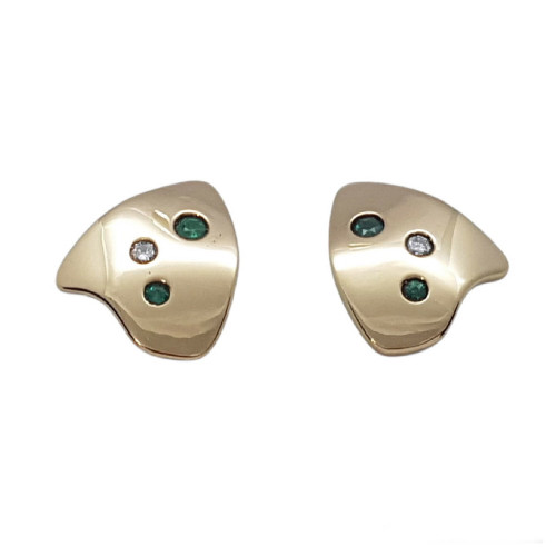 Pendientes de oro amarillo con diamantes y esmeraldas