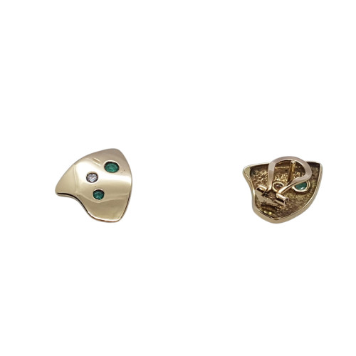 Pendientes de oro amarillo con diamantes y esmeraldas
