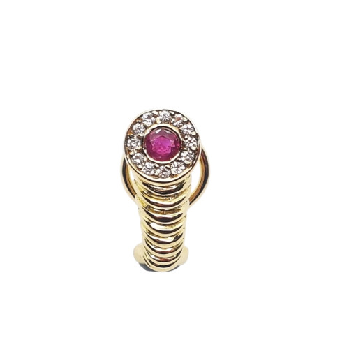 Pendientes de oro amarillo con diamantes y rubíes