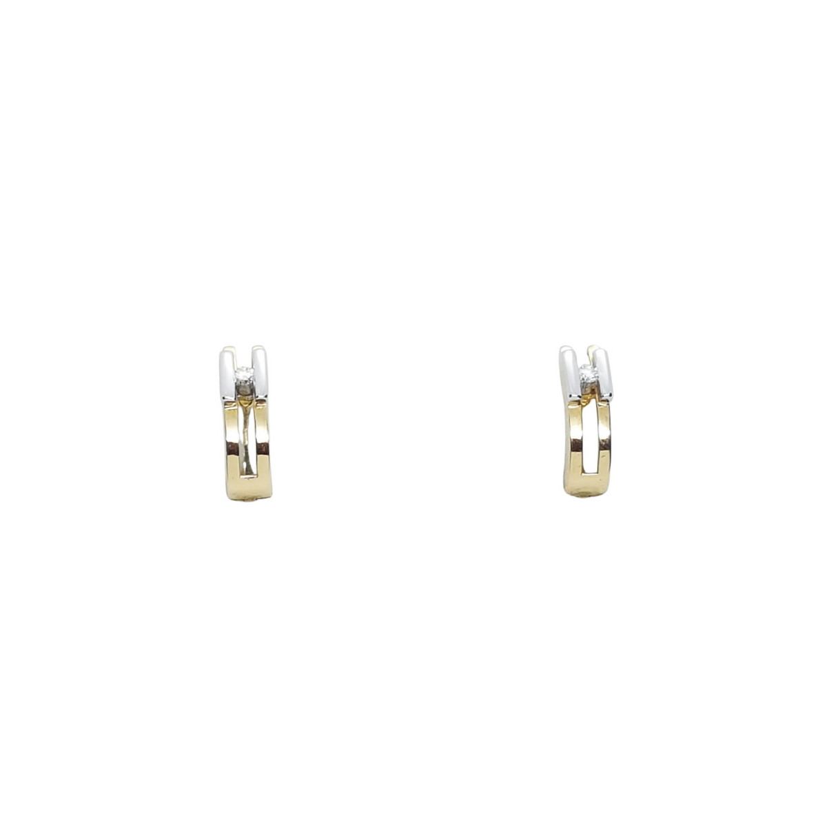 Pendientes de oro amarillo y oro blanco con diamantes