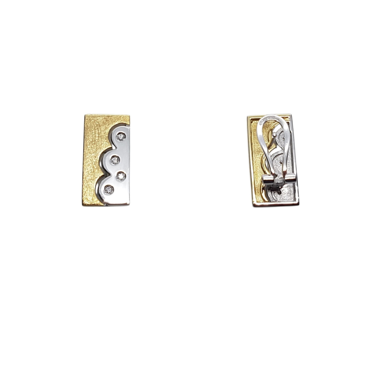 Pendientes de oro amarillo y oro blanco con diamantes