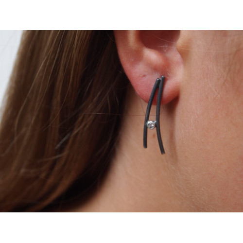 Pendientes de plata y  diamantes