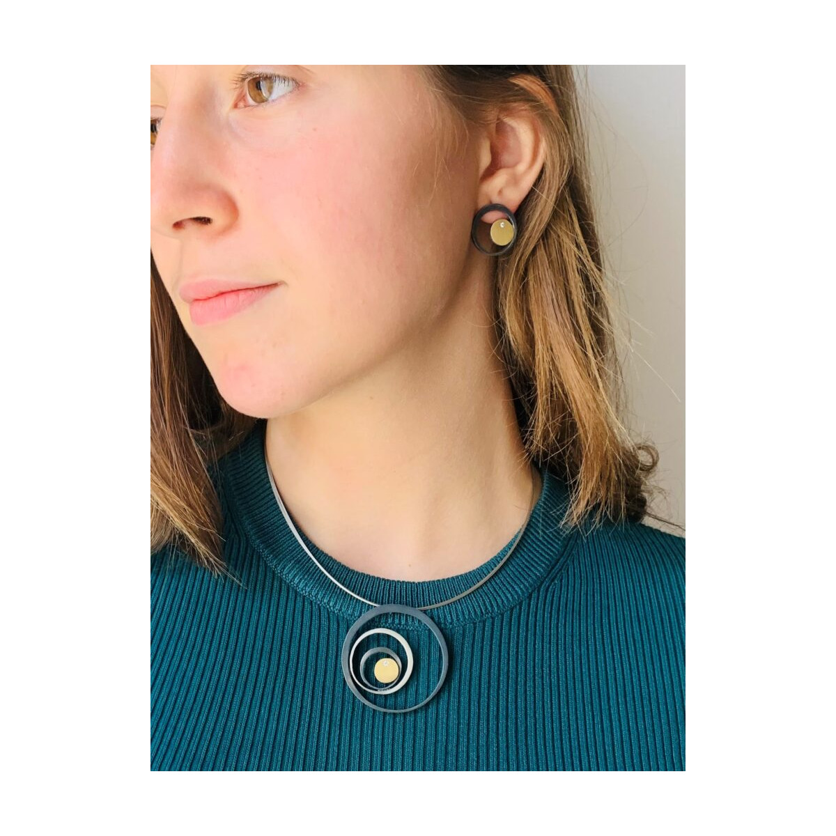Pendientes de plata y oro con diamantes