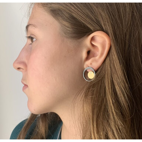 Pendientes de plata y oro con diamantes