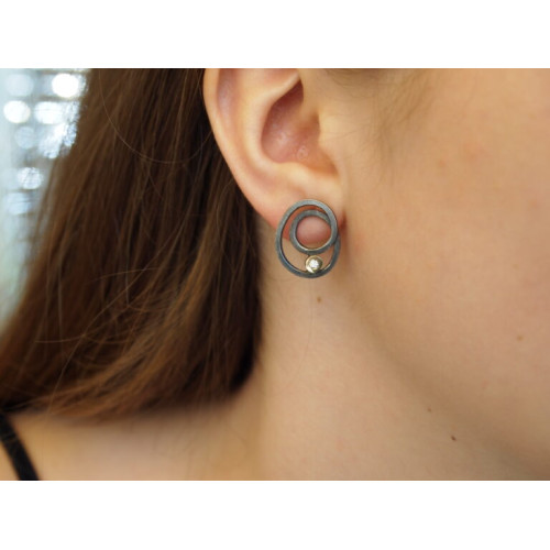 Pendientes de plata y oro con diamantes