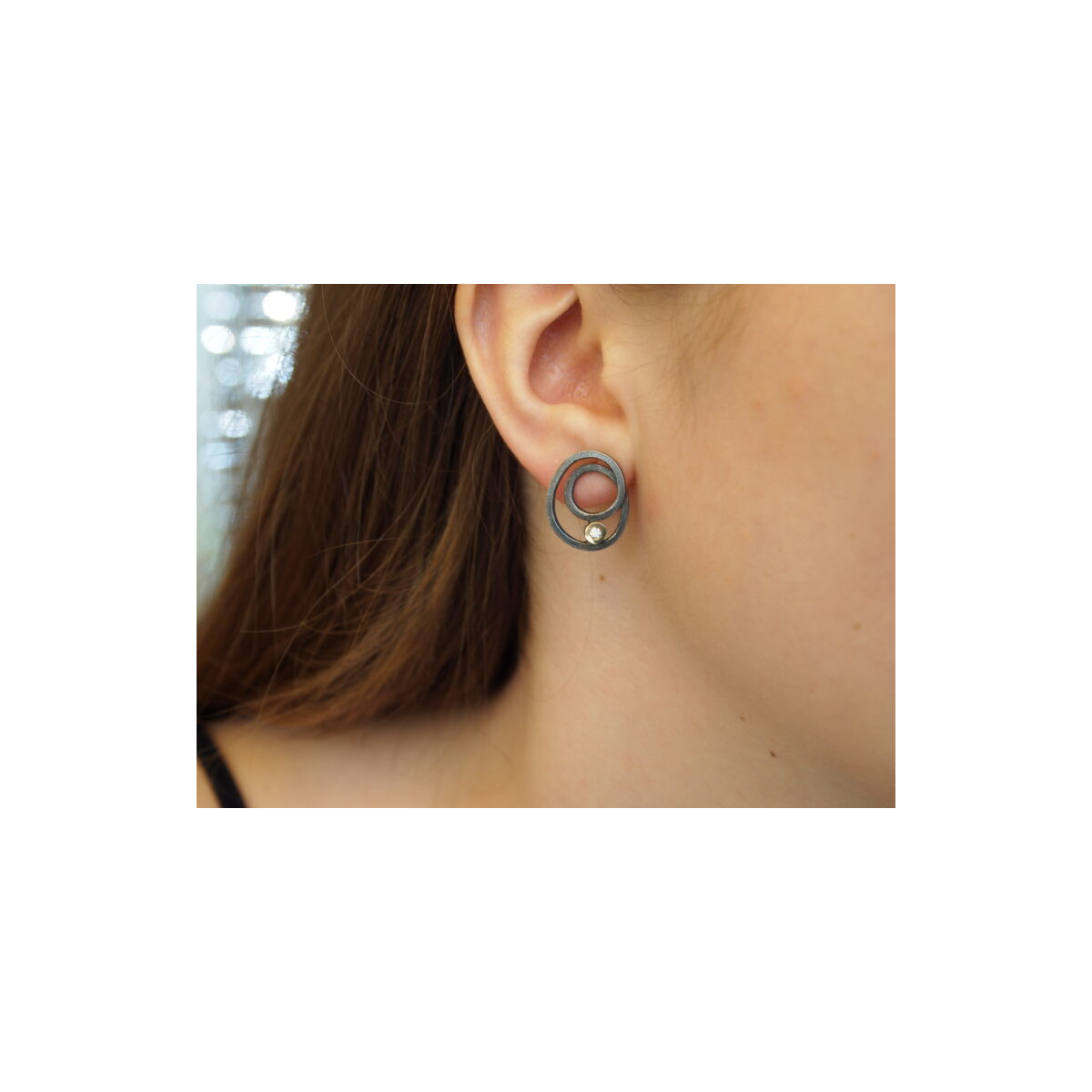 Pendientes de plata y oro con diamantes