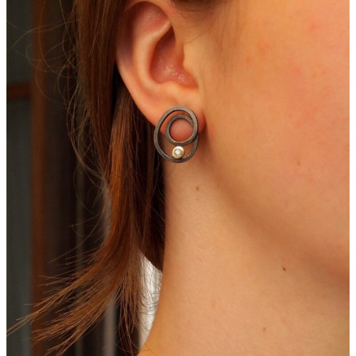 Pendientes de plata y oro con diamantes